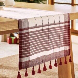 New Threshold Holiday Table Runner, Jacquard Red, 14” X 88”